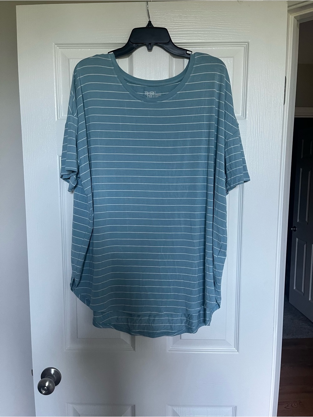 Time and Tru Light Blue and White Striped Tee